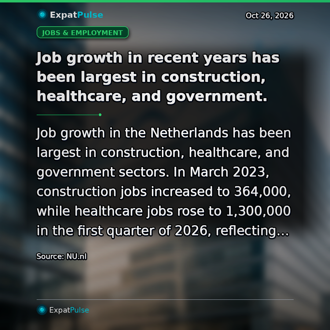 Job growth in recent years has been largest in construction, healthcare, and government.