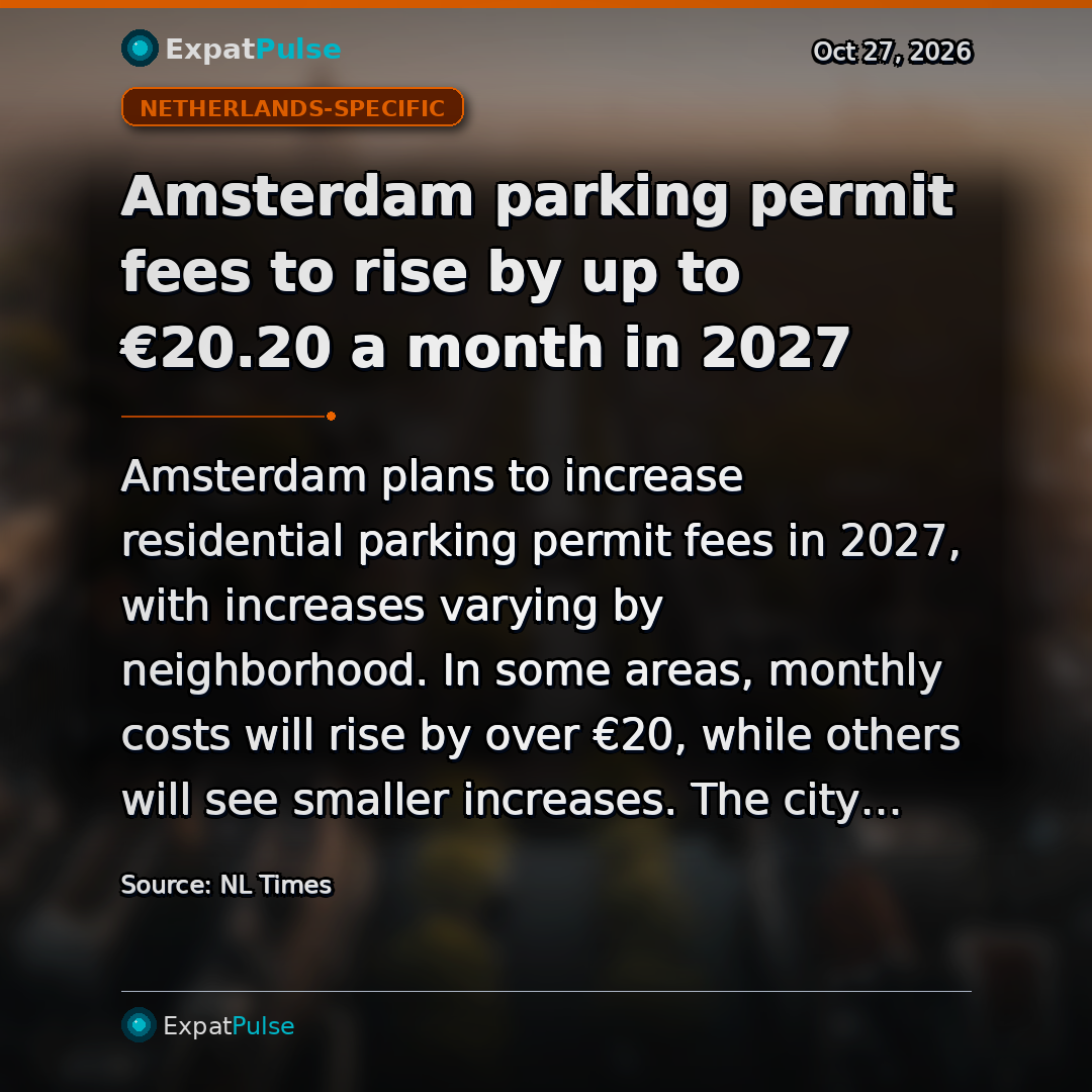Amsterdam parking permit fees to rise by up to €20.20 a month in 2027