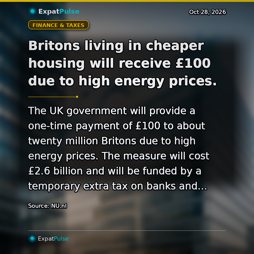 Britons living in cheaper housing will receive £100 due to high energy prices.