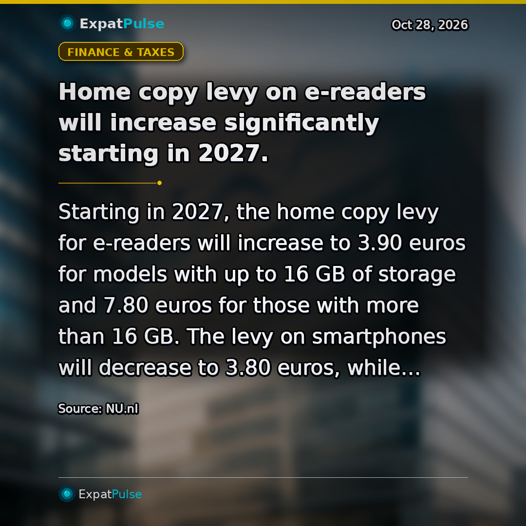 Home copy levy on e-readers will increase significantly starting in 2027.