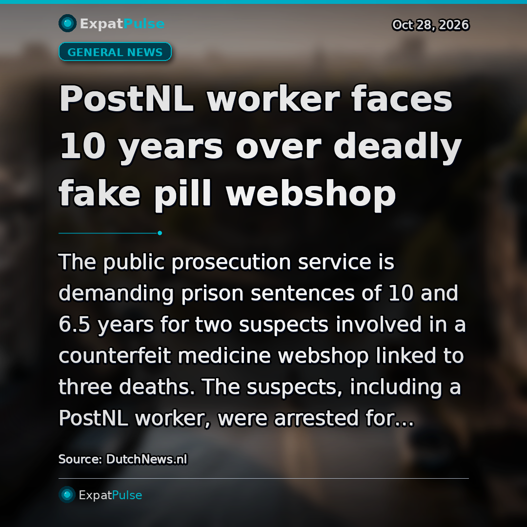 PostNL worker faces 10 years over deadly fake pill webshop