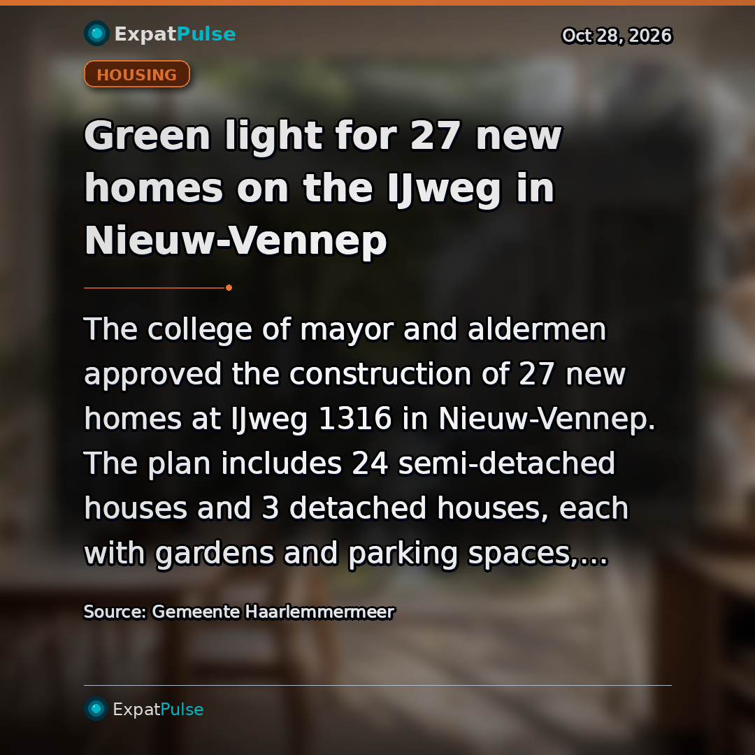 Green light for 27 new homes on the IJweg in Nieuw-Vennep