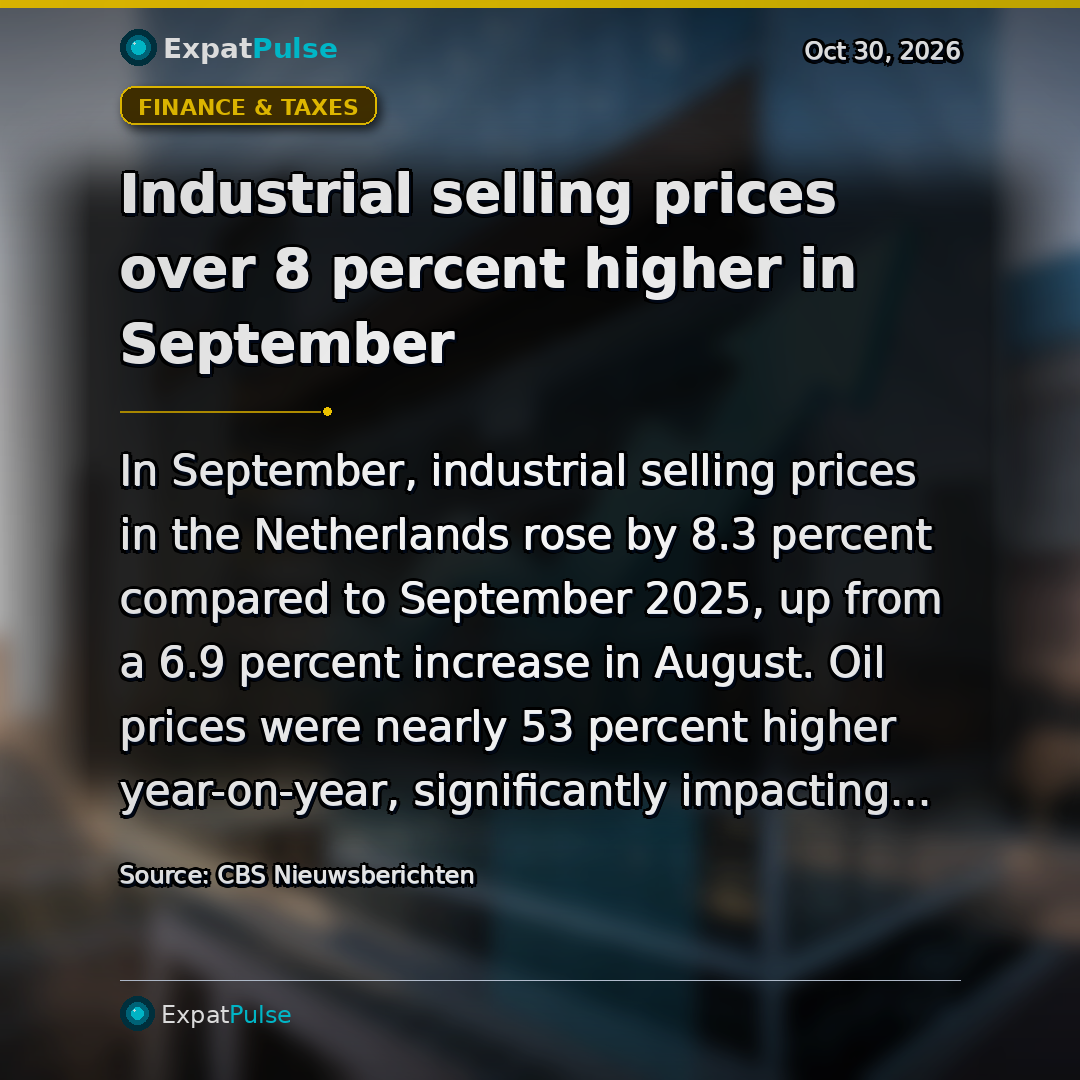 Industrial selling prices over 8 percent higher in September