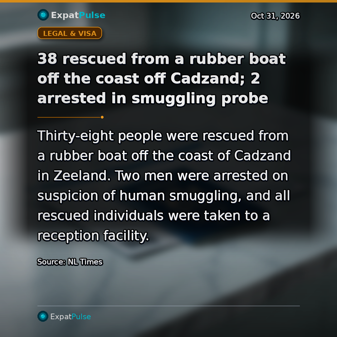 38 rescued from a rubber boat off the coast off Cadzand; 2 arrested in smuggling probe