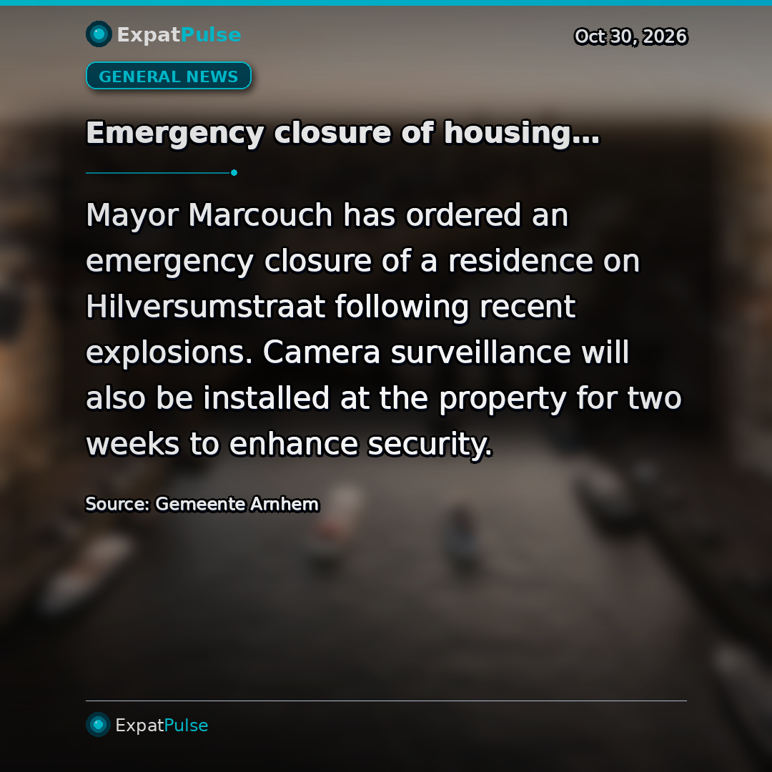 Emergency closure of housing and camera surveillance on Hilversumstraat after recent explosions