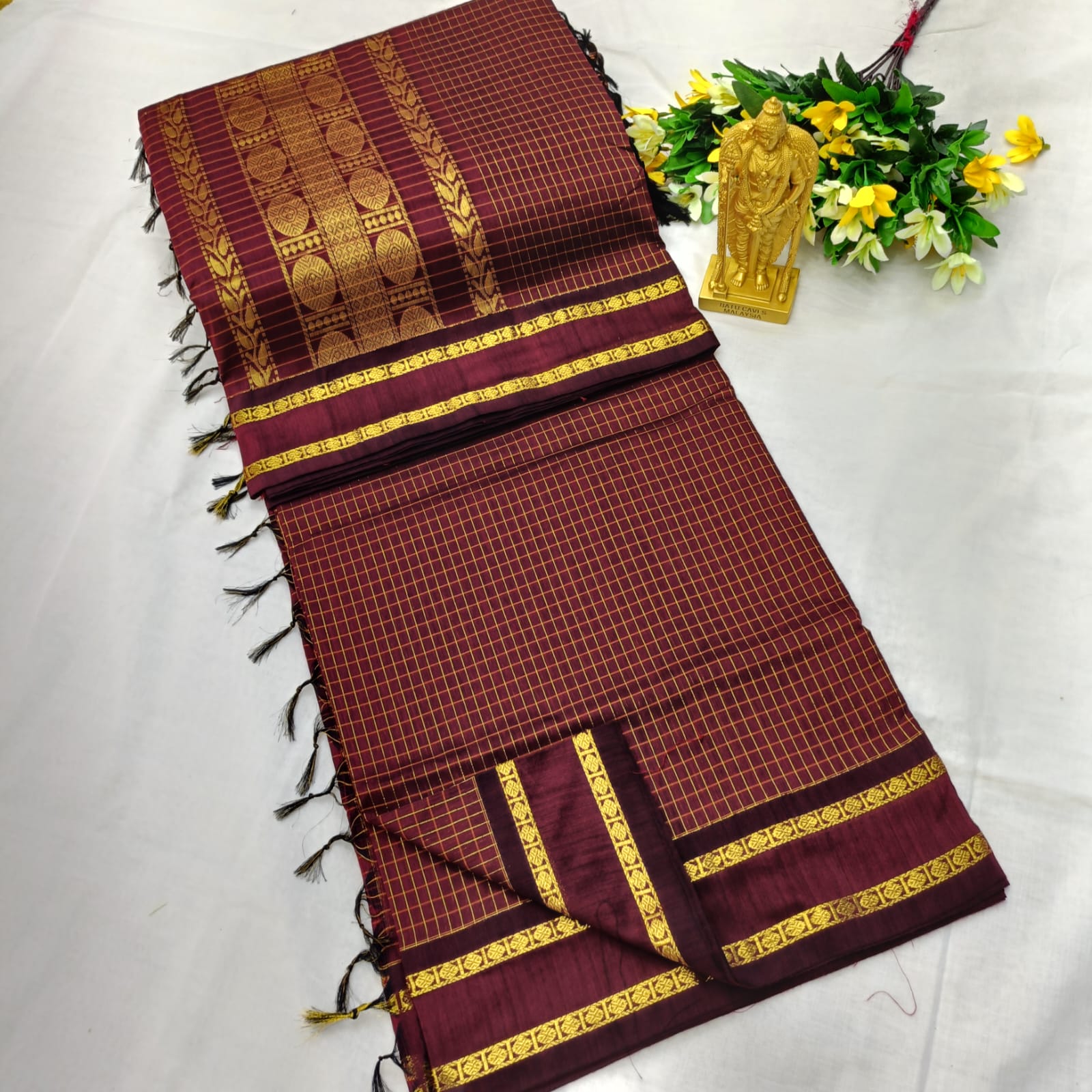 Checked kalyani cotton sarees