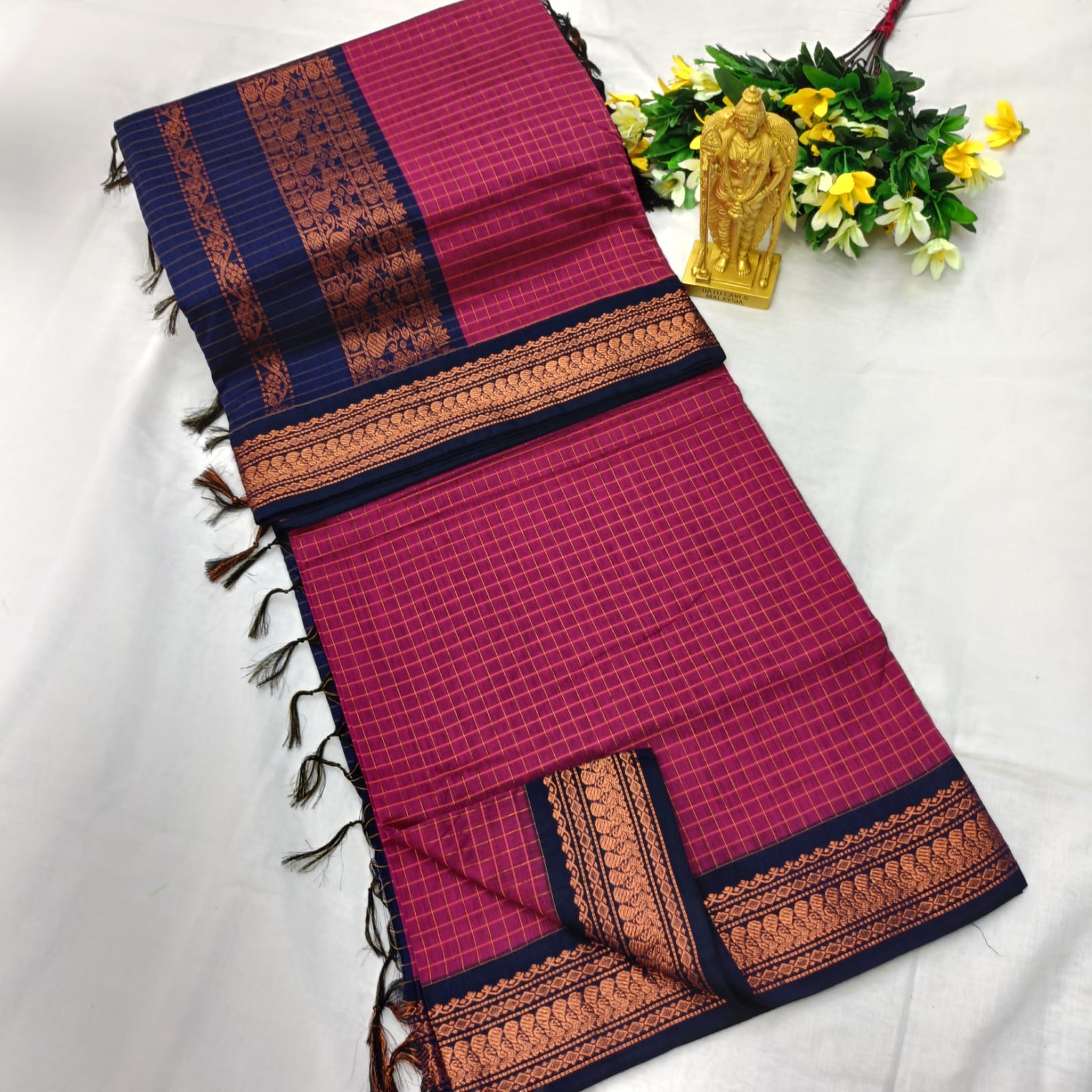 Checked kalyani cotton sarees