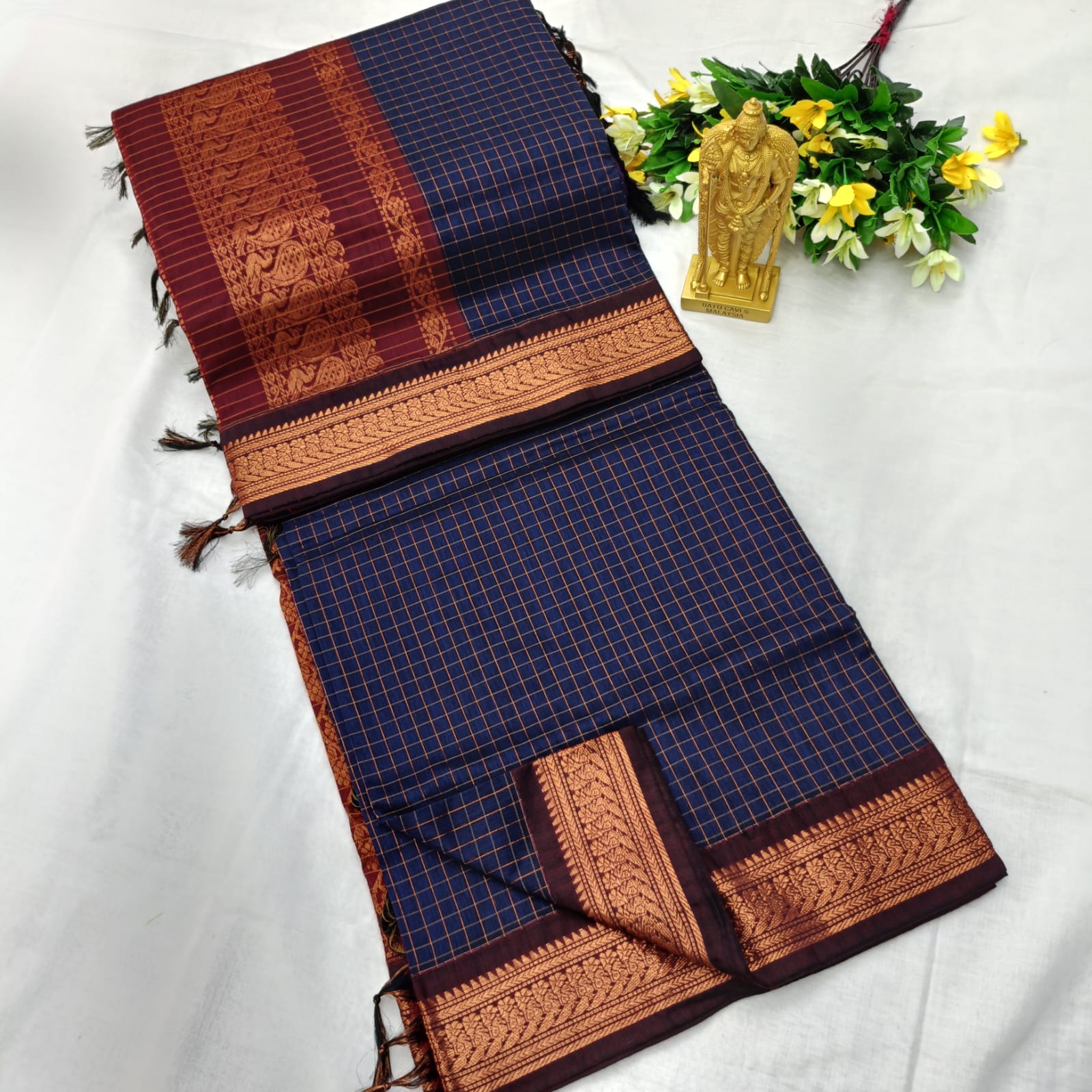 Checked kalyani cotton sarees