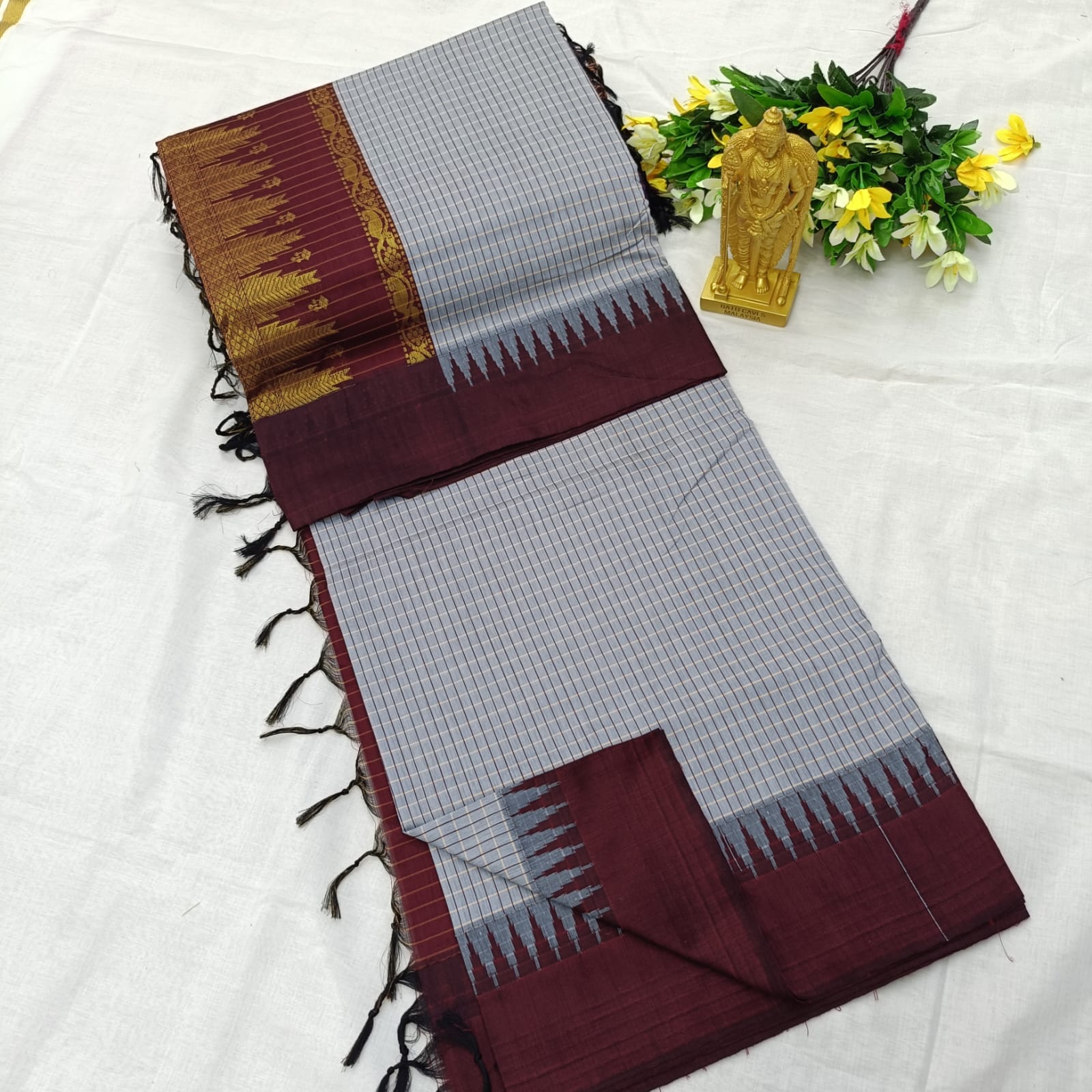 Checked kalyani cotton sarees