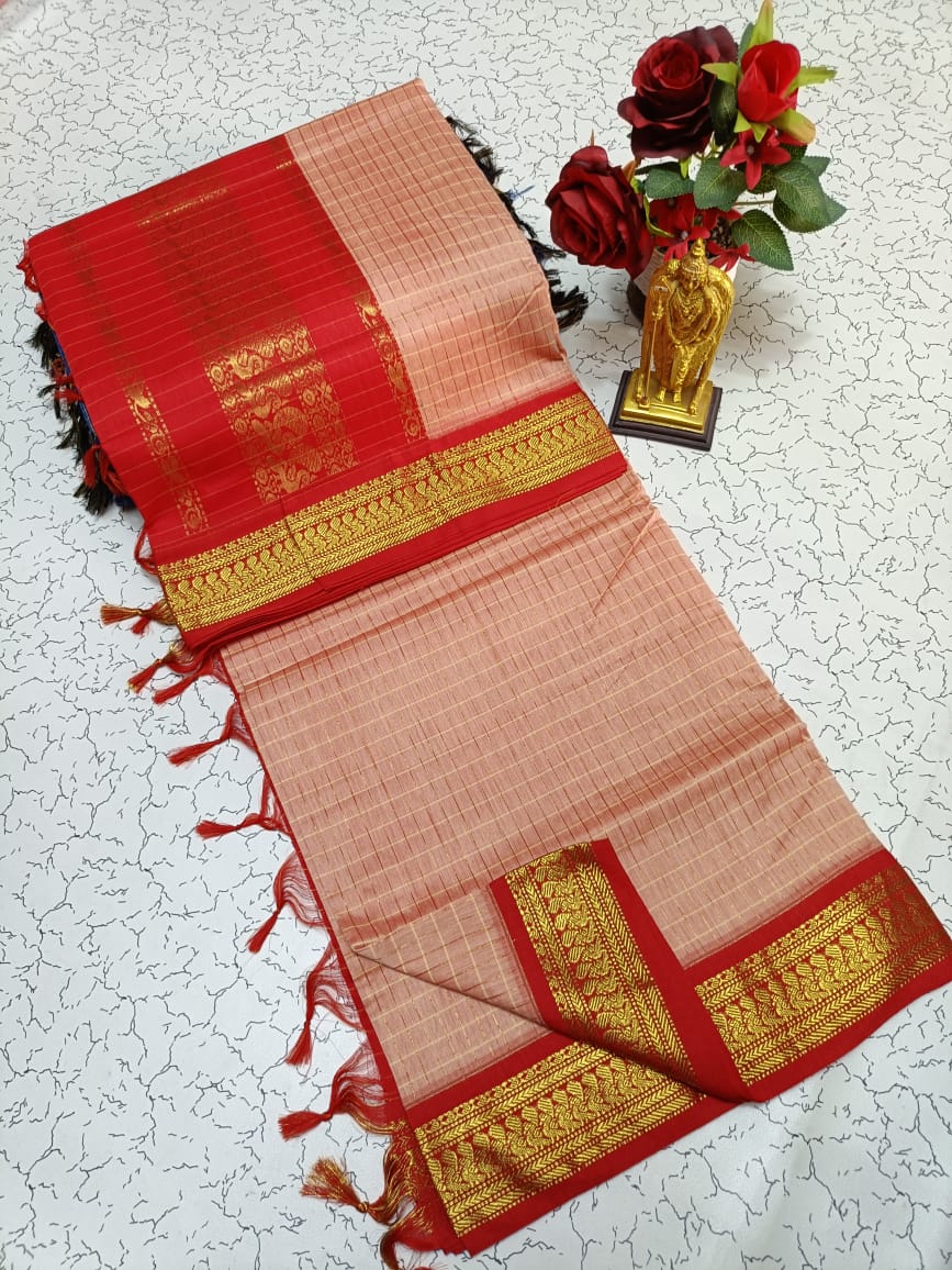 Checked kalyani cotton sarees