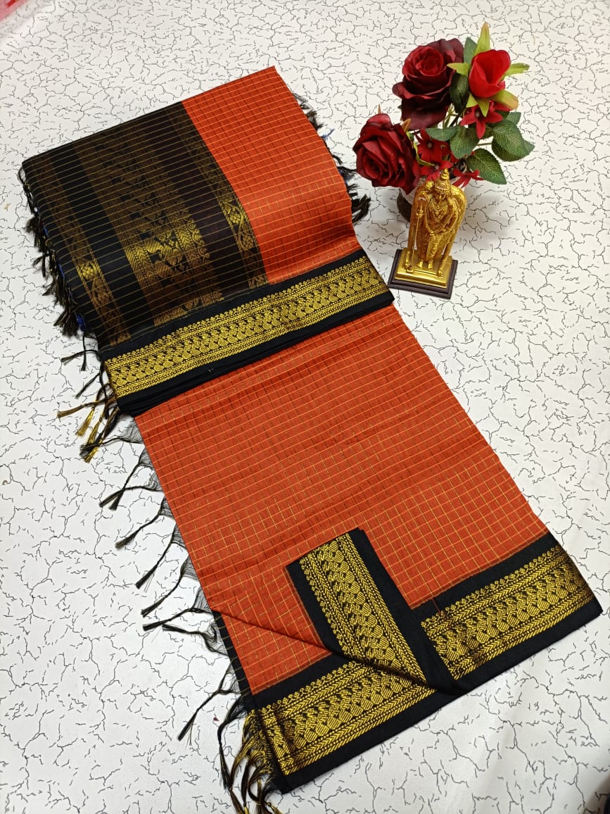 Checked kalyani cotton sarees