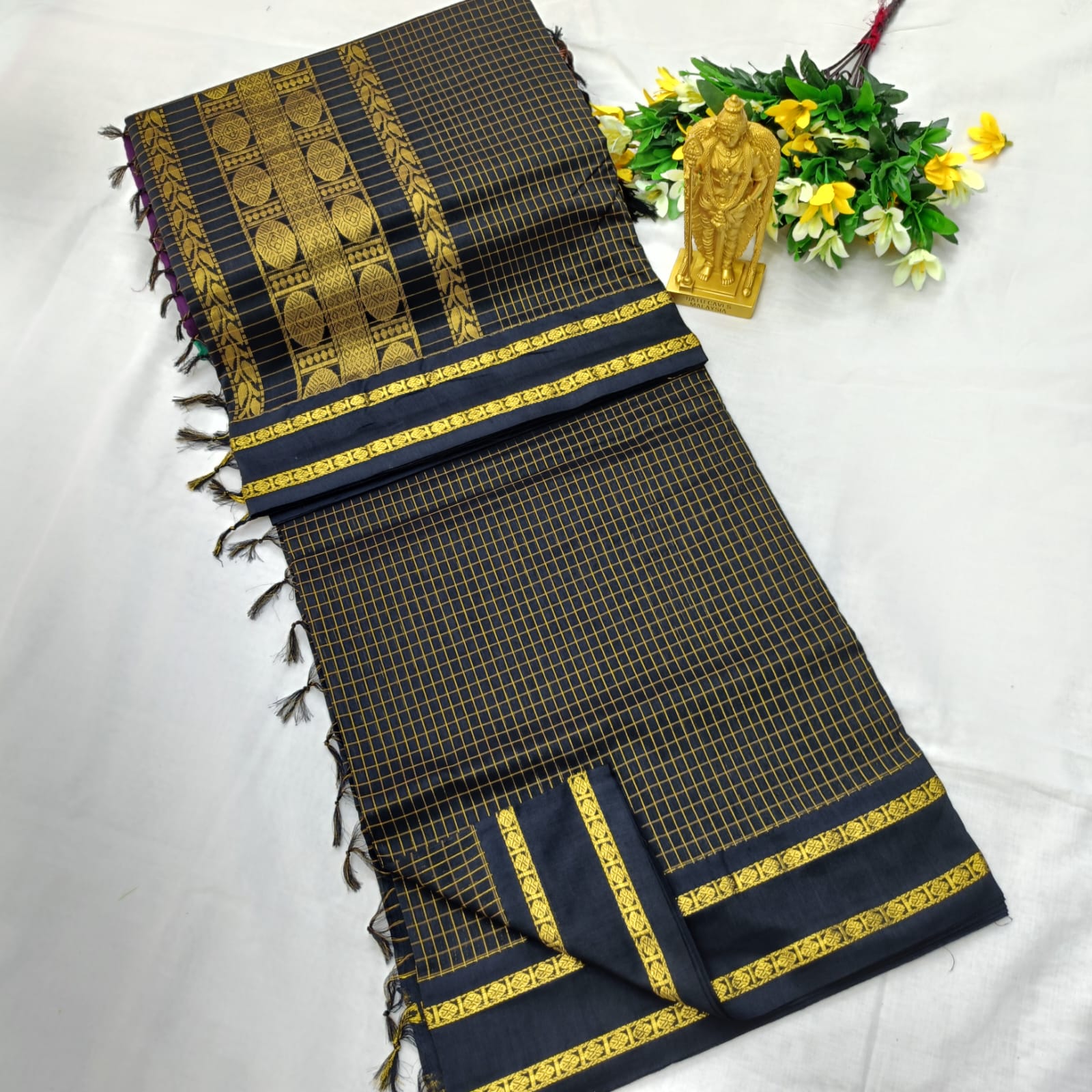 Checked kalyani cotton sarees