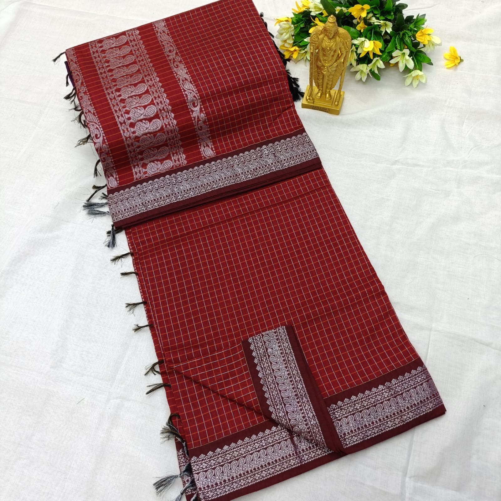 Checked kalyani cotton sarees