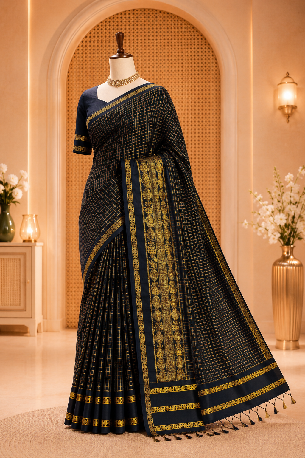 Checked kalyani cotton sarees