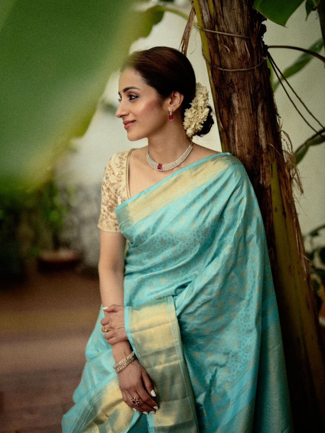 Aqua Blue saree