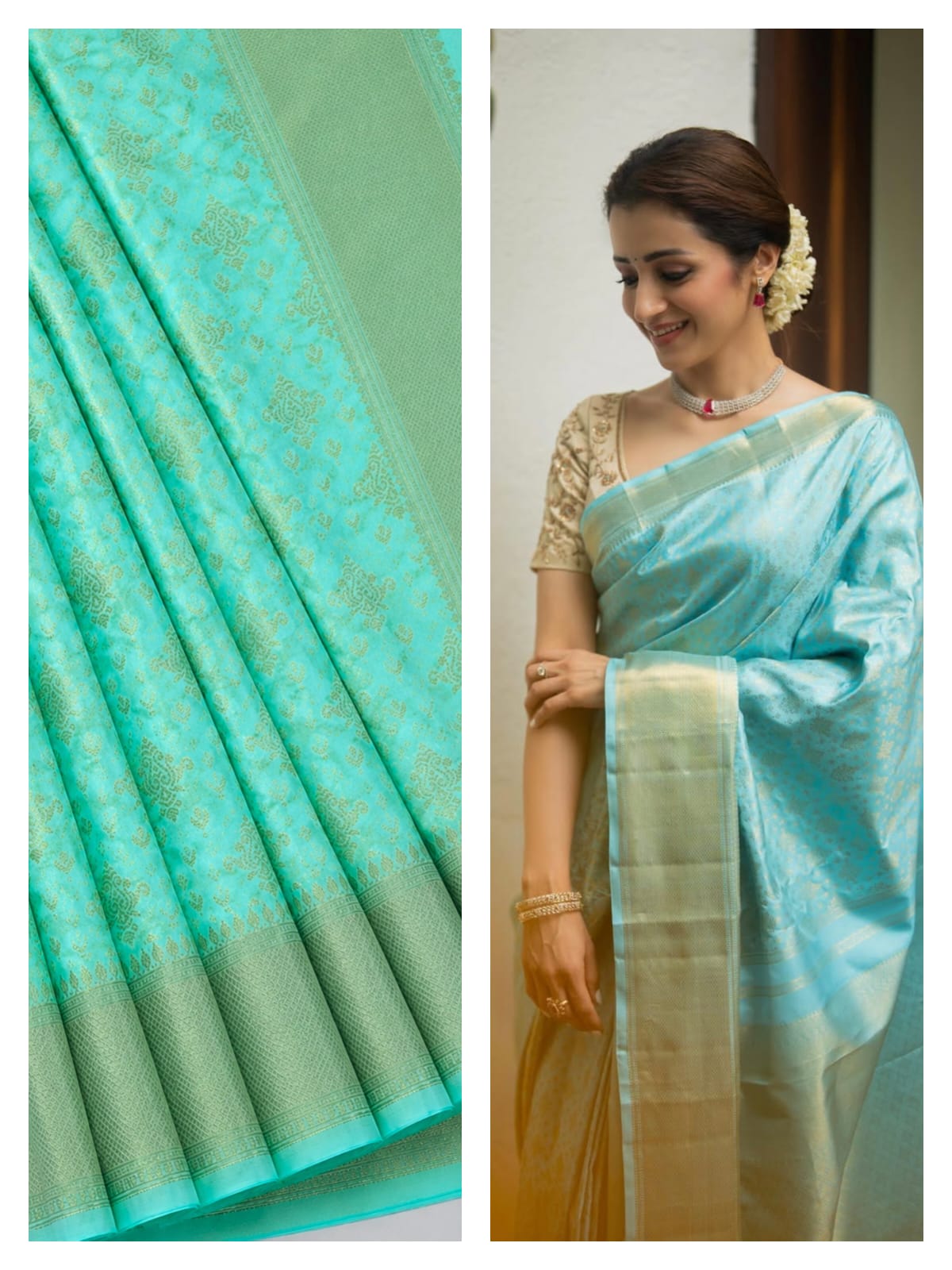 Aqua Blue saree