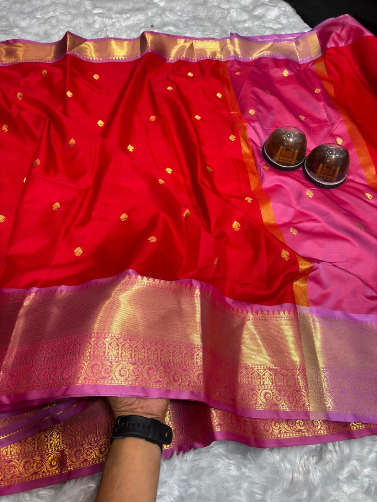 Banarasi semi katan soft silk red
