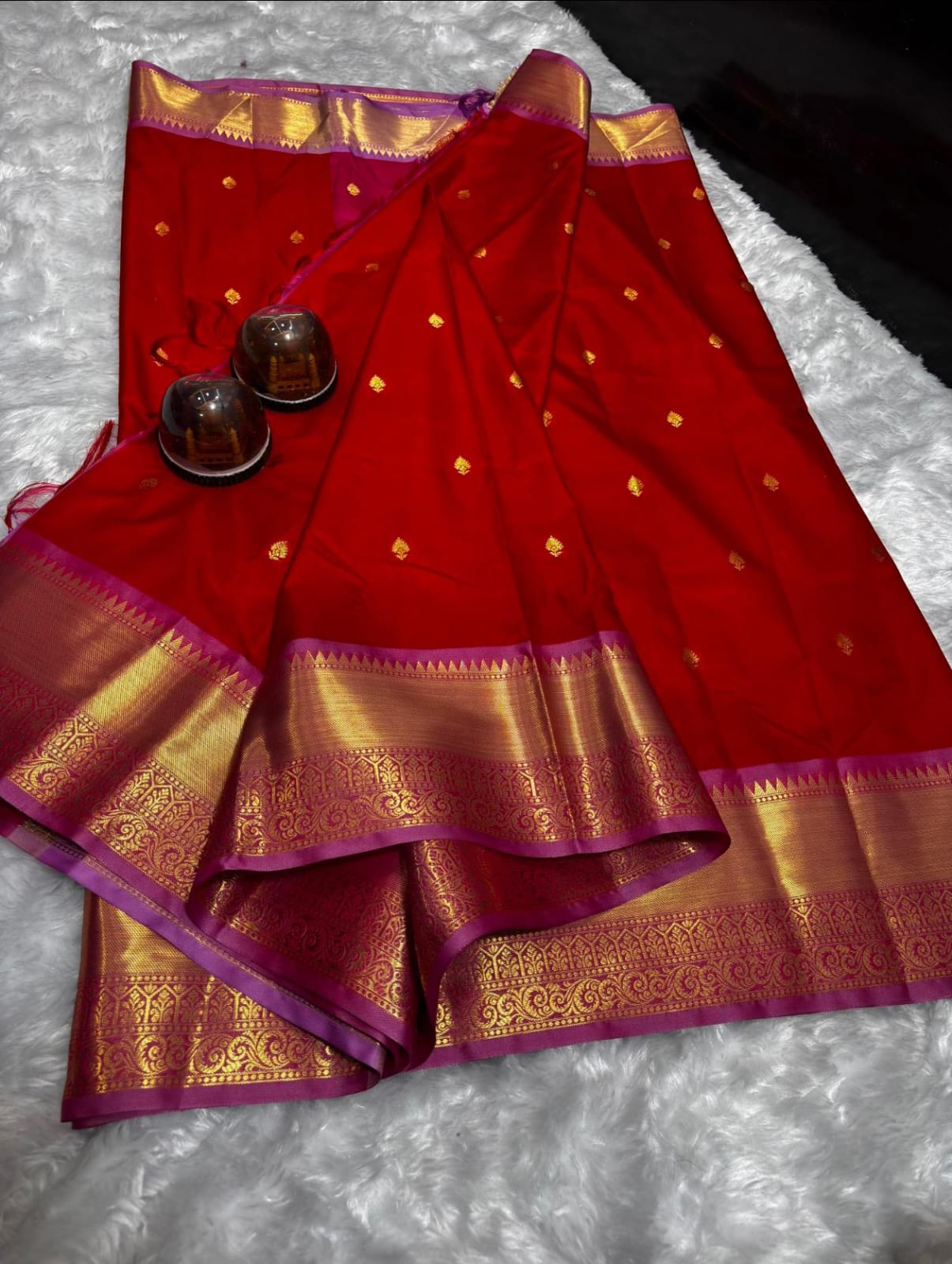 Banarasi semi katan soft silk red