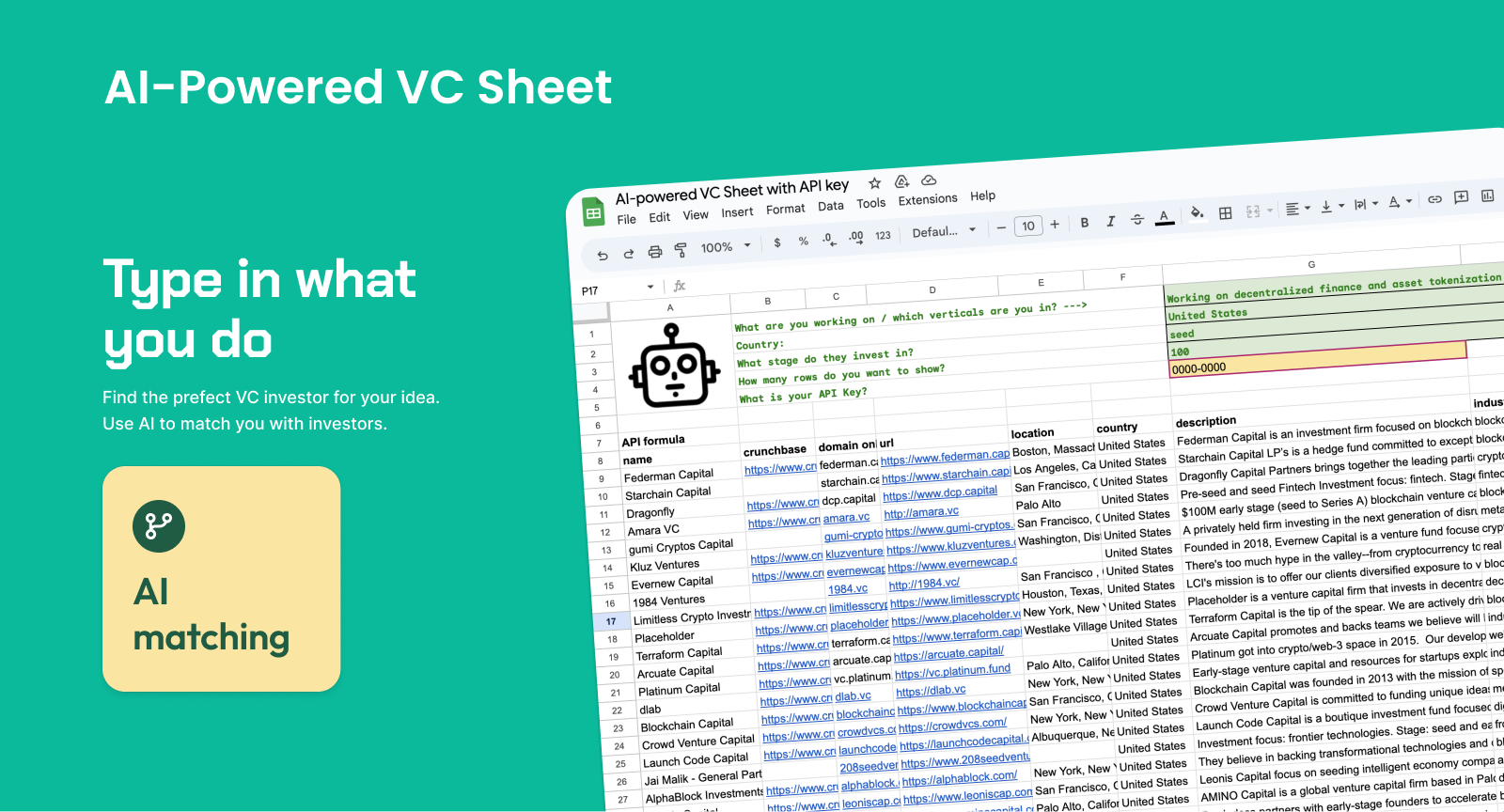 AI-Powered VC Sheet