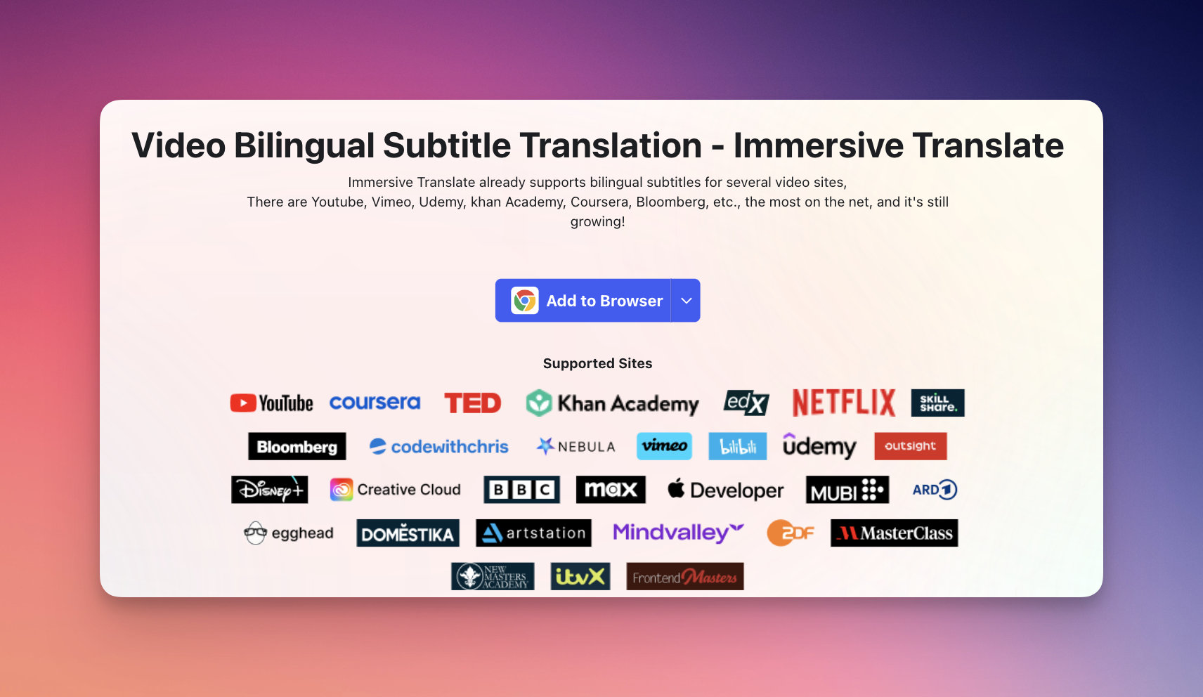 Immersive Translate Bilingual Video