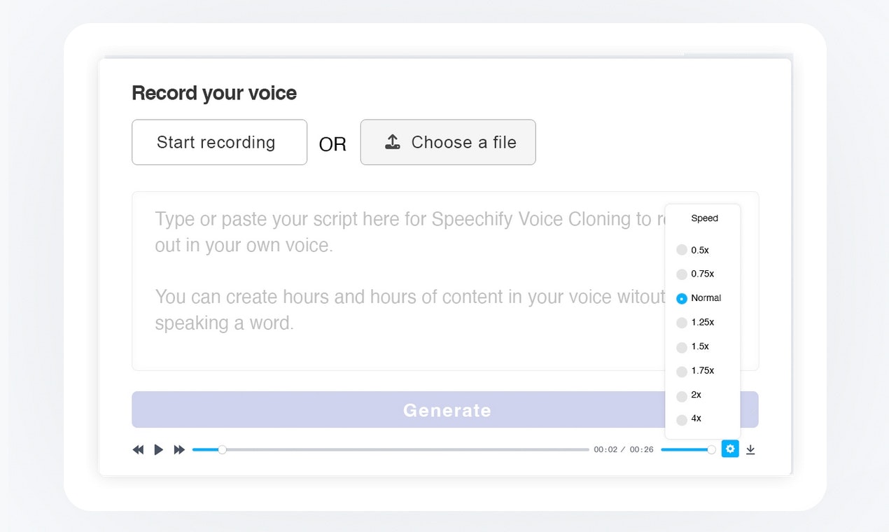 Speechify AI Voice Cloning