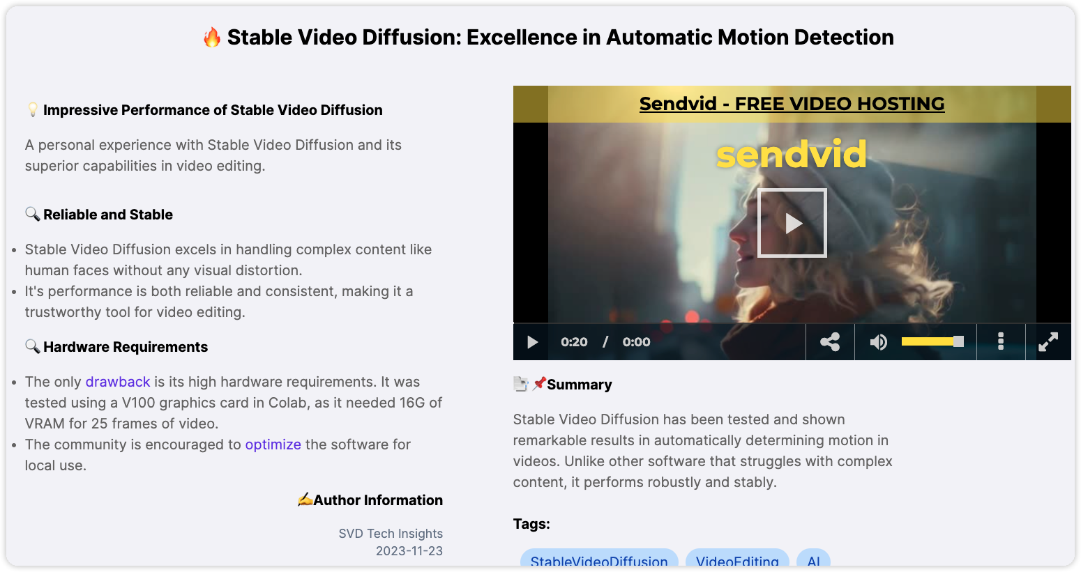 StableDiffusion Video Insights Hub