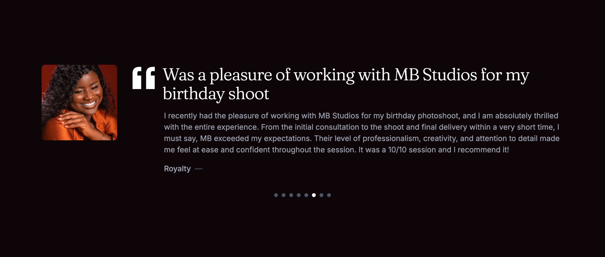 Testimonial section