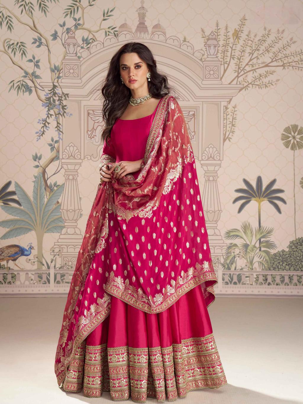 Silk Blend Anarkali Gown