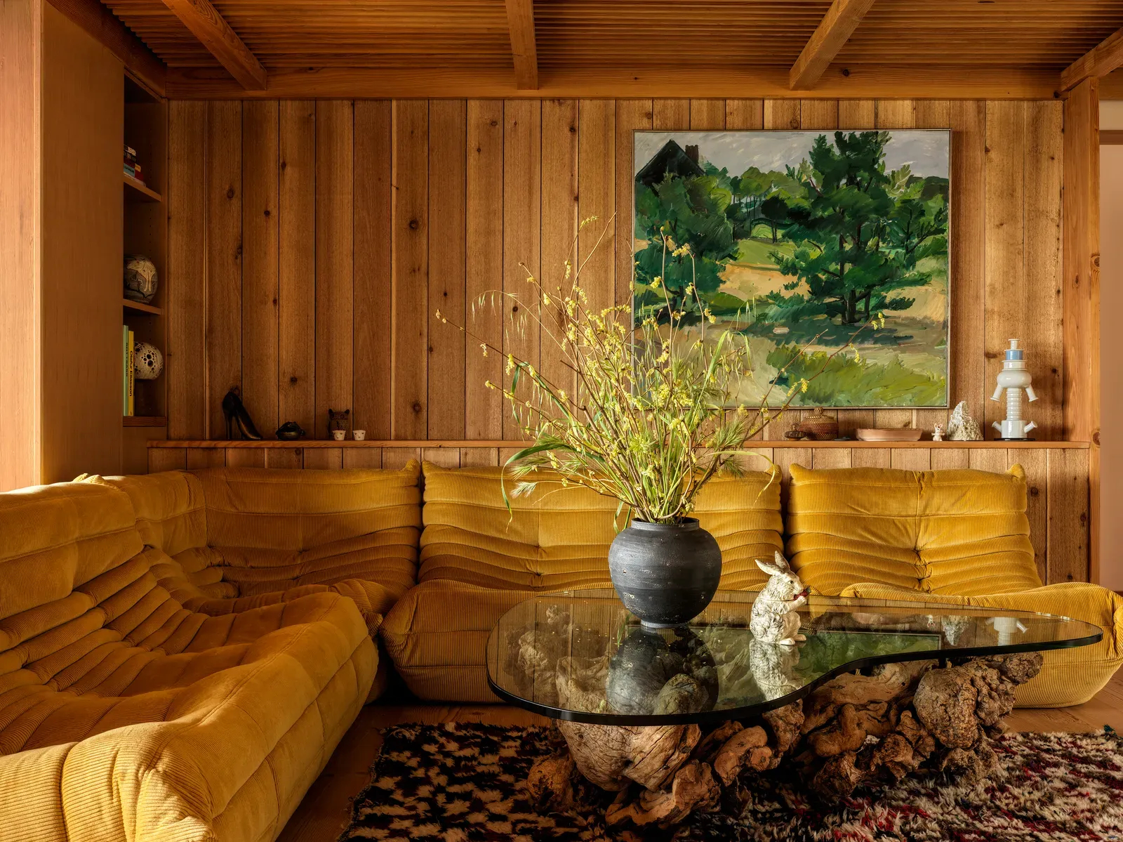 A Togo sofa in a bright and styled living room