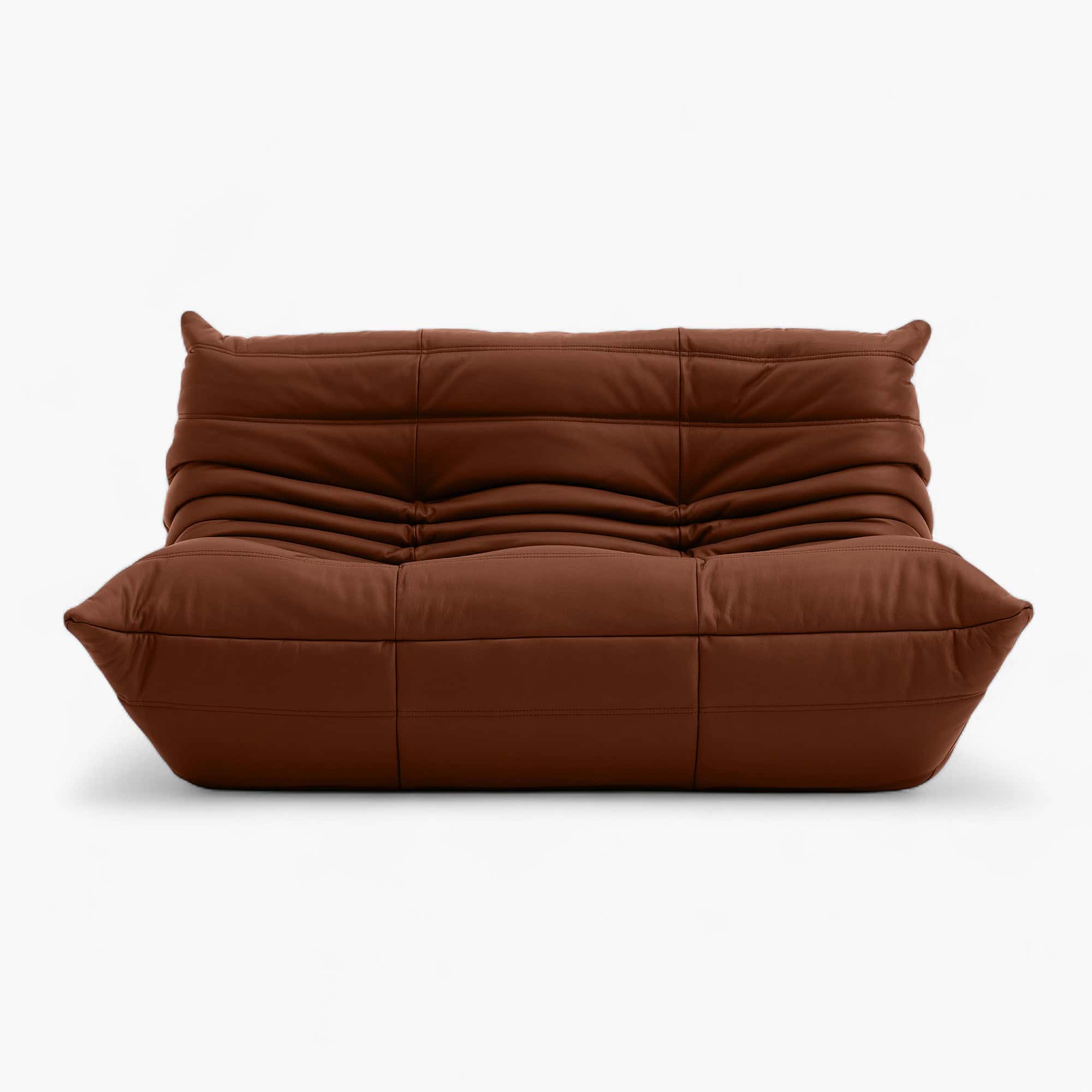 Togo Loveseat - Full Grain Brown Leather