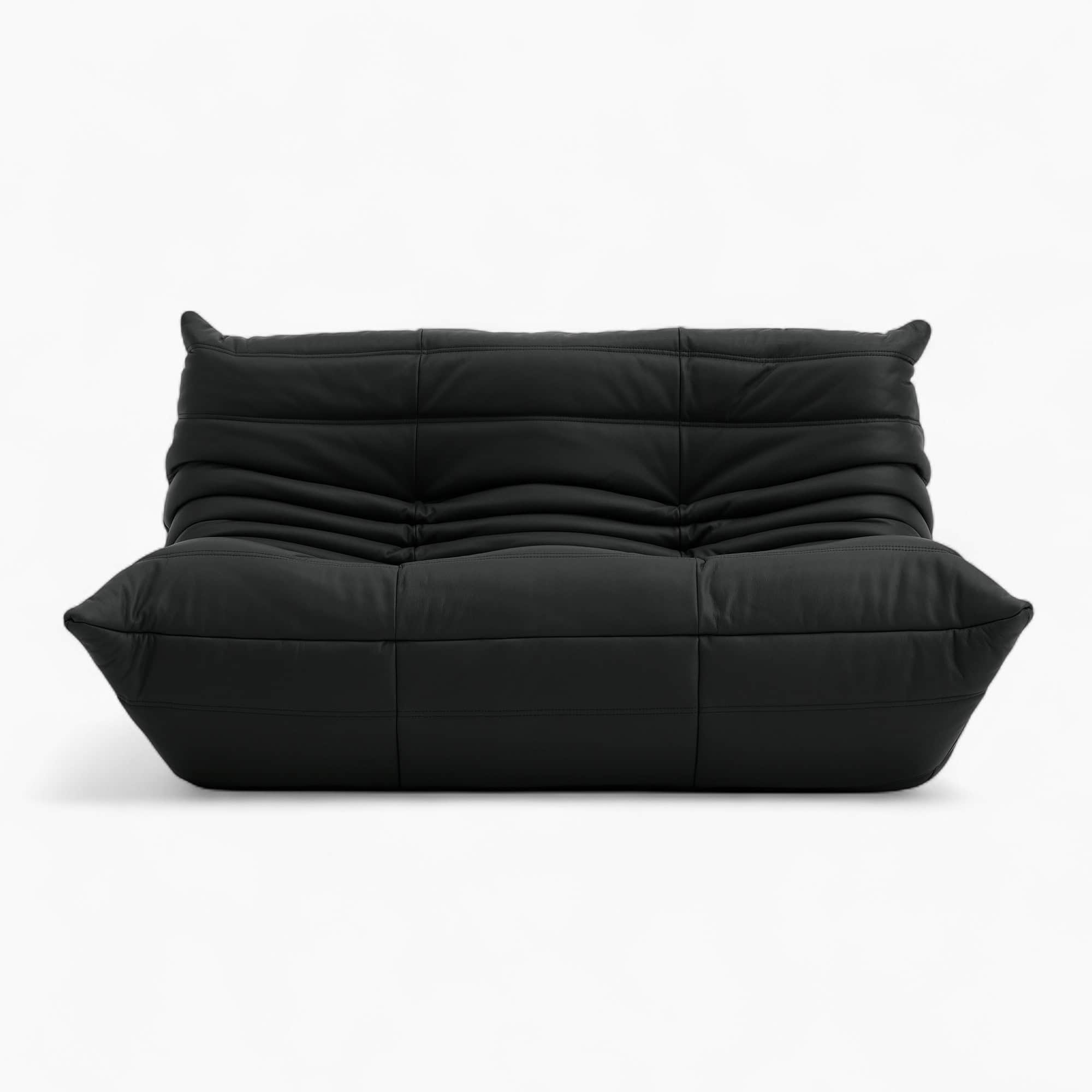 Togo Loveseat - Full Grain Black Leather