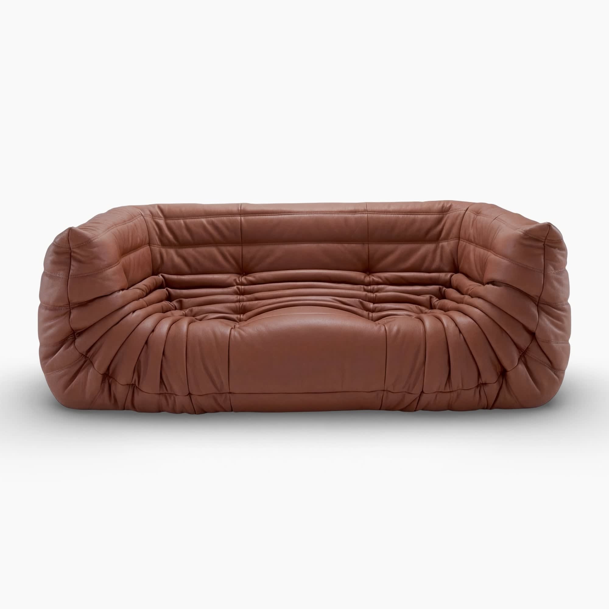 Togo Fireside Sofa - Full Grain Brown Leather