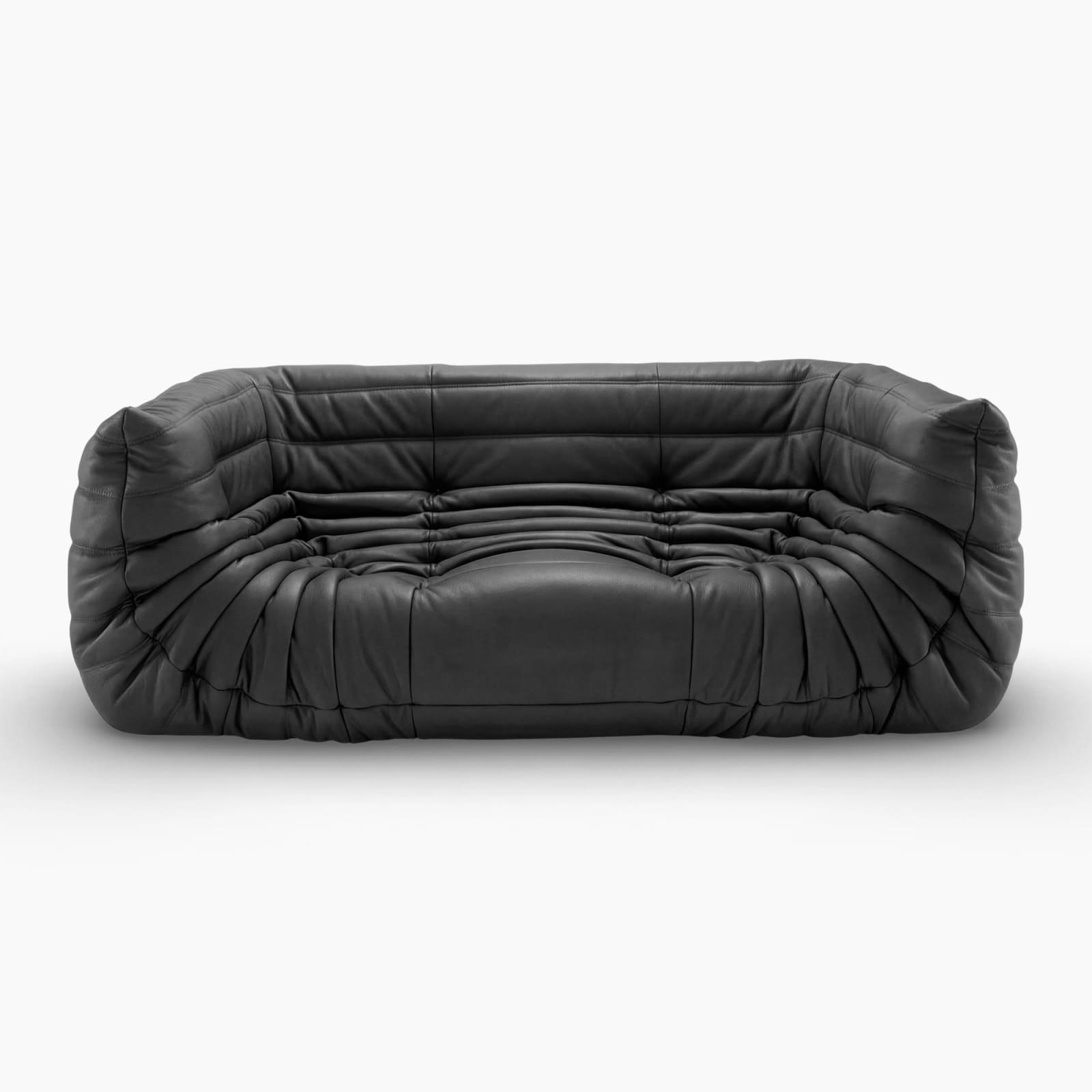 Togo Fireside Sofa - Full Grain Black Leather