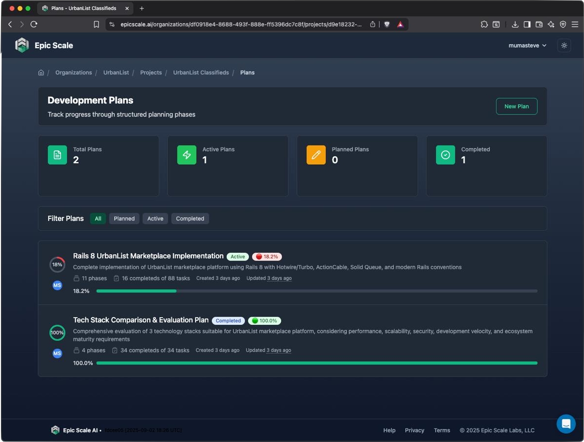 Epic Scale Platform Dashboard