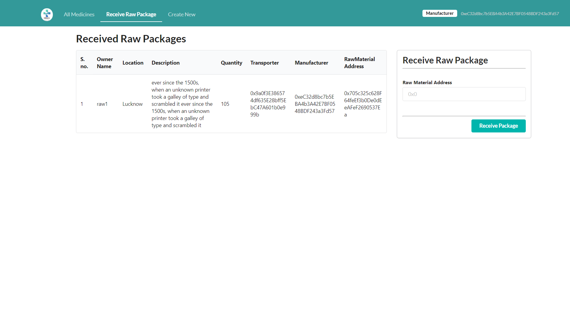 Receive raw packages