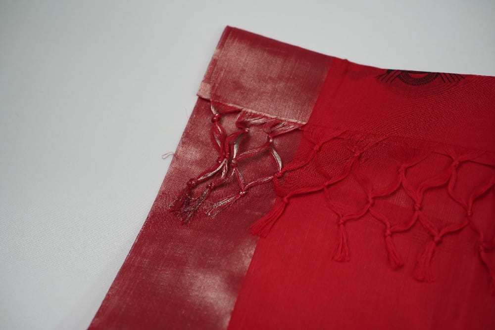 Colour-Printed Balaramapuram Cotton Saree with Kathakali Design