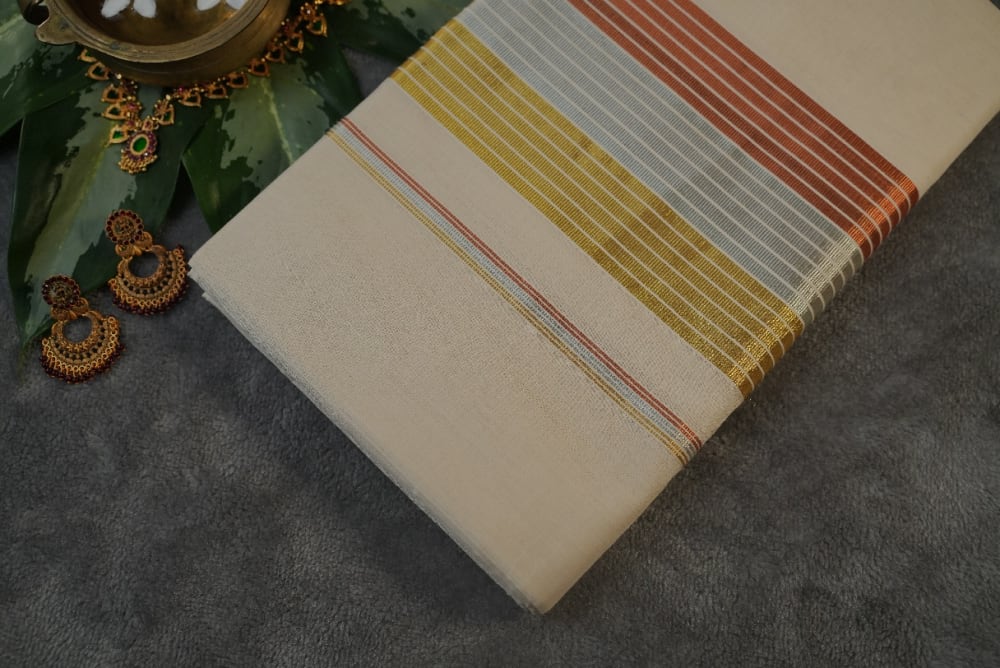 Tri Colour Kasavu Saree - image 3