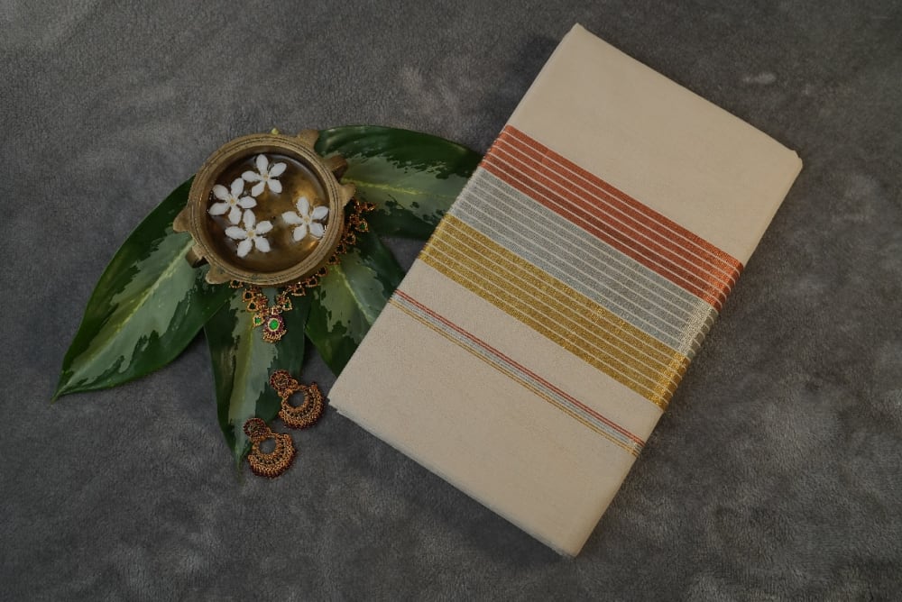 Tri Colour Kasavu Saree