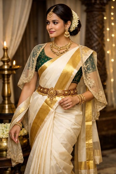Modern Ways to Style a Traditional Kasavu Saree