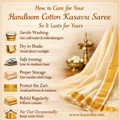 How to Care for Your Handloom Cotton Kasavu Saree So It Lasts for Years