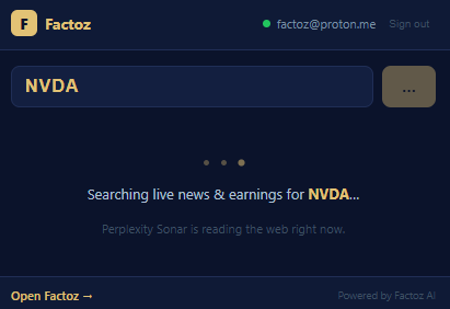 Factoz AI searching live data