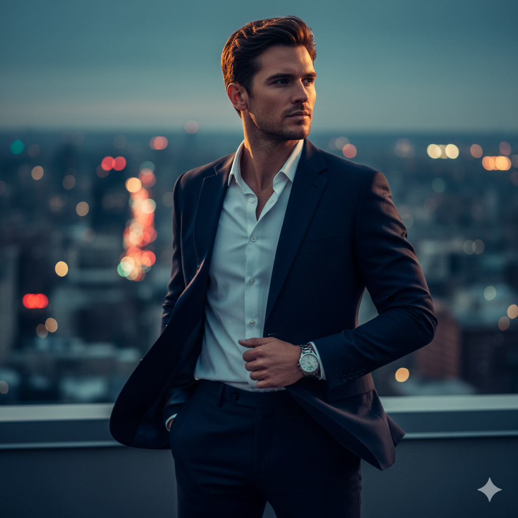 Rooftop City Evening