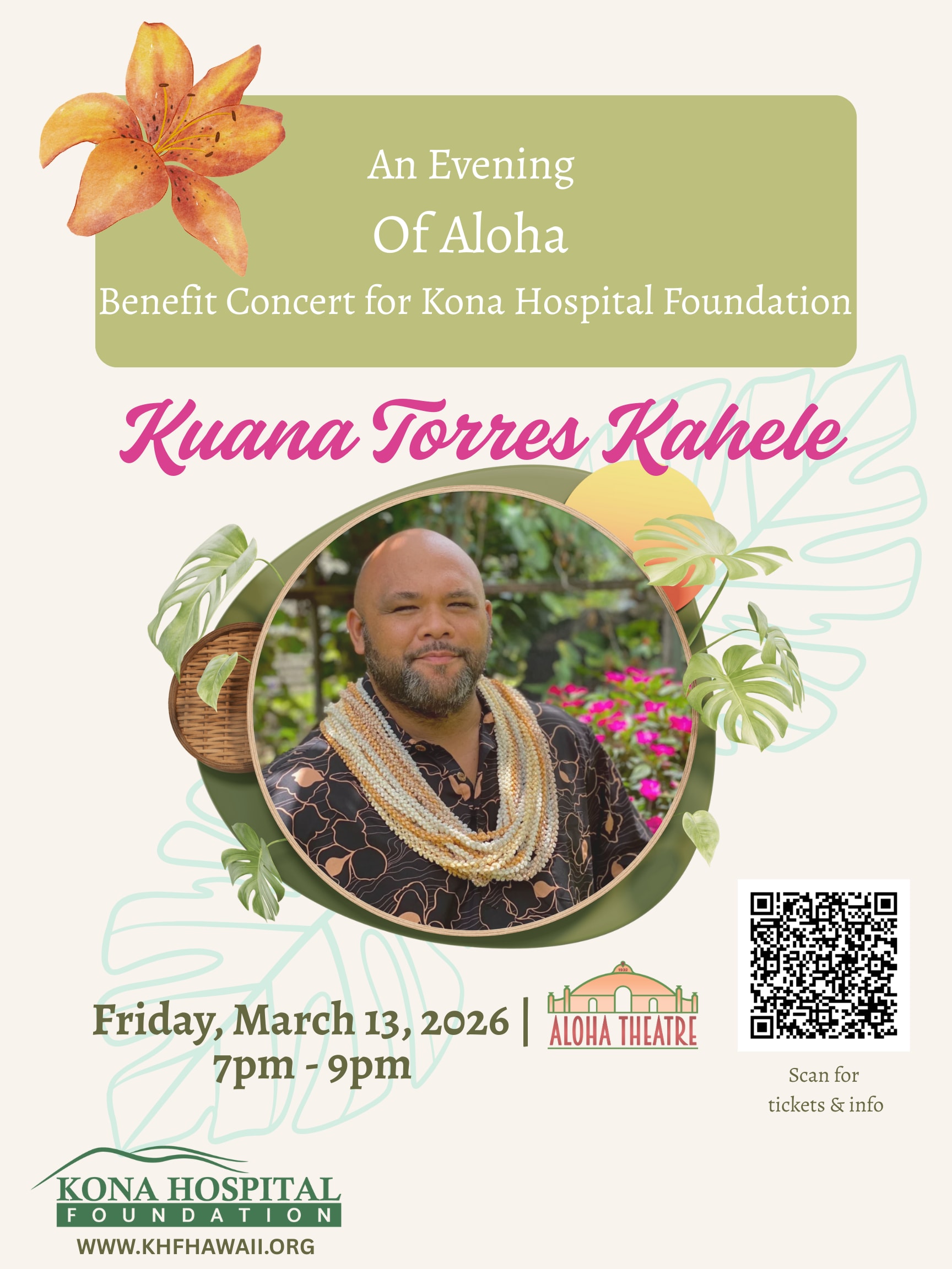 Kona Hospital Foundation Benefit Concert – Featuring Kuana Torres Kahele
