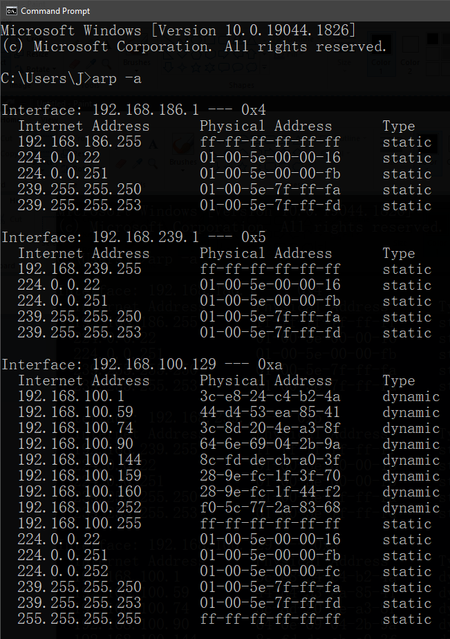 Windows ARP Table