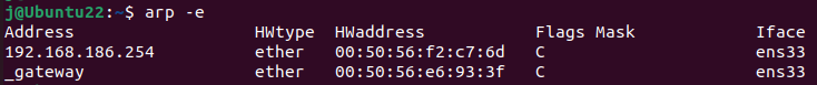 Linux ARP Table with -e flag