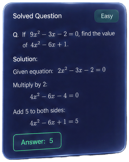 A quadratic equation solved step by step