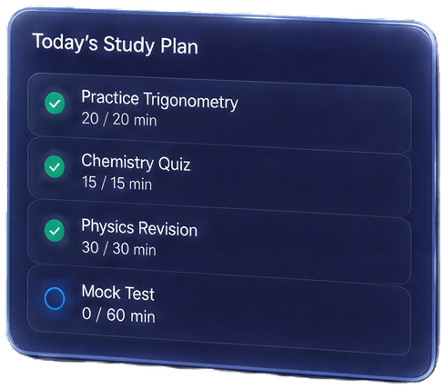 Today's study plan with four completed tasks