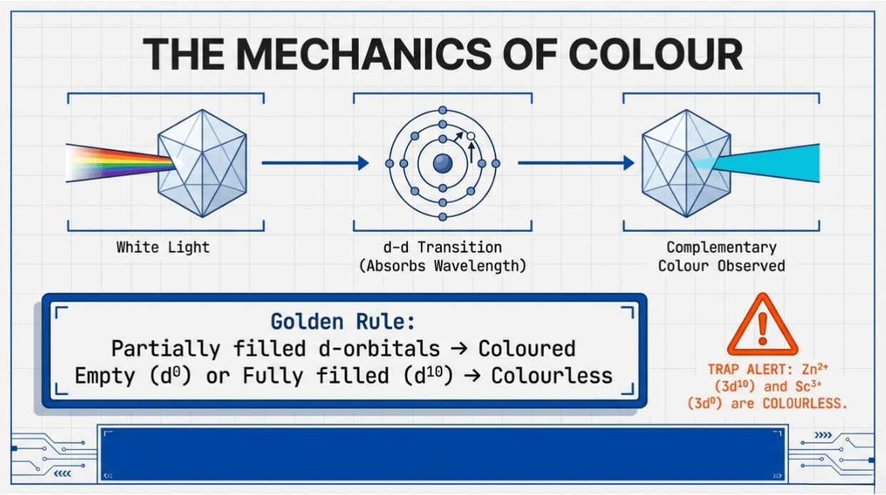 d-block transition explanation for colored transition metals