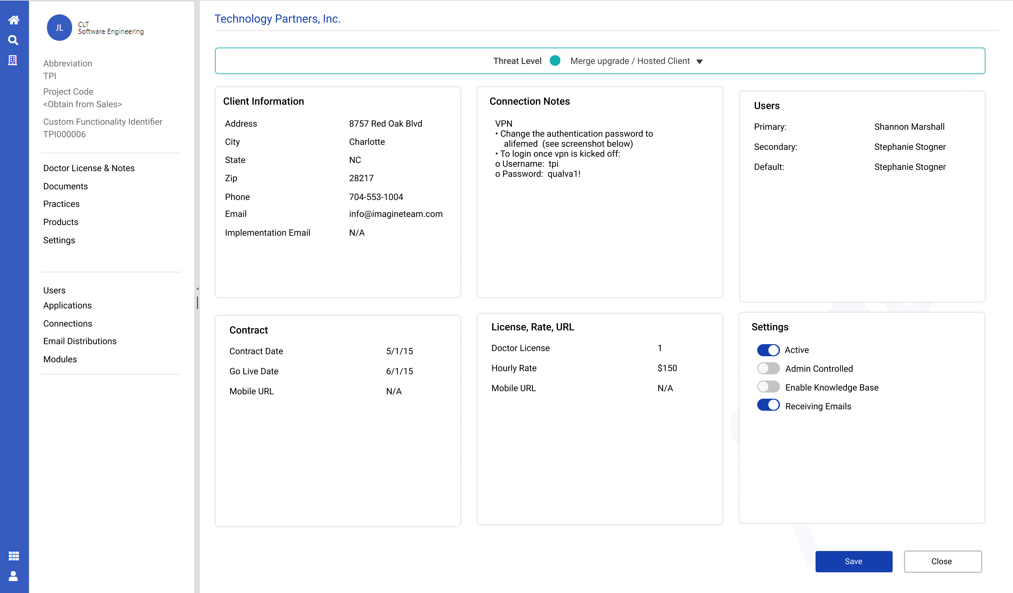 Final redesigned ITA client details screen