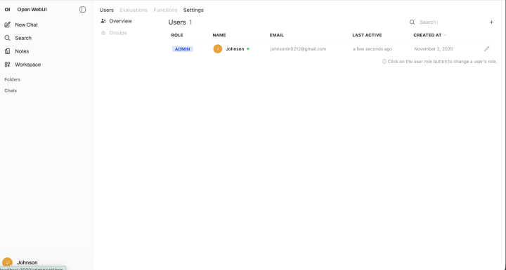 Open WebUI 管理者面板頁面